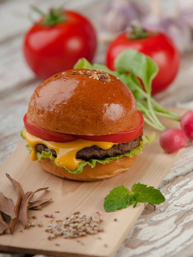 Freshly made burger from Burger Jim Branton