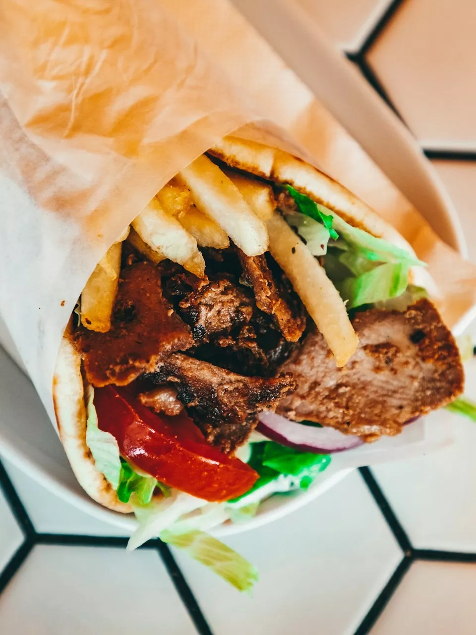 Freshly made doner kebab from Burger Jim Branton in Doncaster